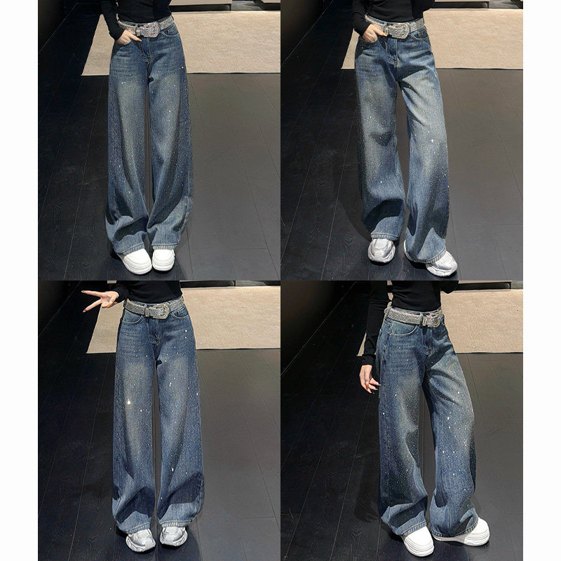 乔栈闪耀星河满钻直筒牛仔裤女秋冬爆款加绒加厚高腰垂感拖地长裤,女装/女士精品,牛仔裤,淘宝优惠券,粉丝福利购,淘宝优惠卷