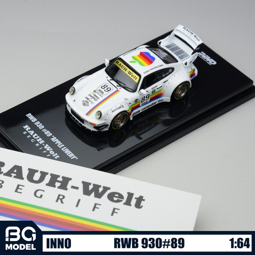 INNO 1:64保时捷RWB 930 #89白苹果涂装合金汽车模型摆件