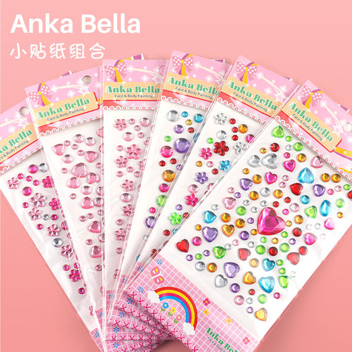 ankabella贴女童脸部眉心化妆贴爱心女孩美容装饰宝石贴画