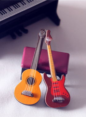 迷你复古吉他dollhouse微缩电吉他bjd乐器ob11演奏道具娃娃屋配件