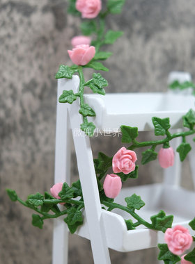 dollhouse娃娃屋花园迷你花藤ob11微缩花枝bjd仿真花圃袖珍绿植