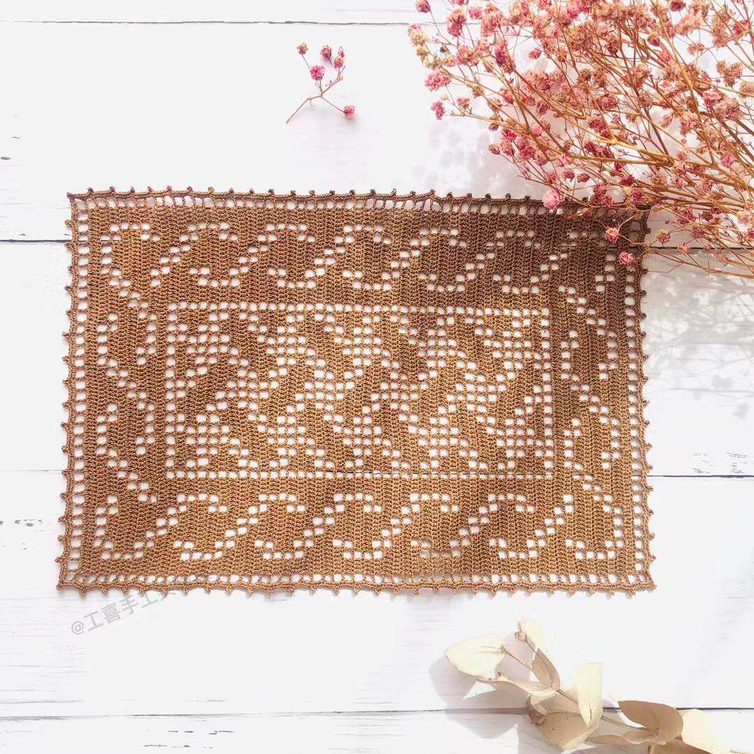 「工喜手工」diy钩织材料包 欧式方格下午茶餐垫桌垫西餐隔热垫