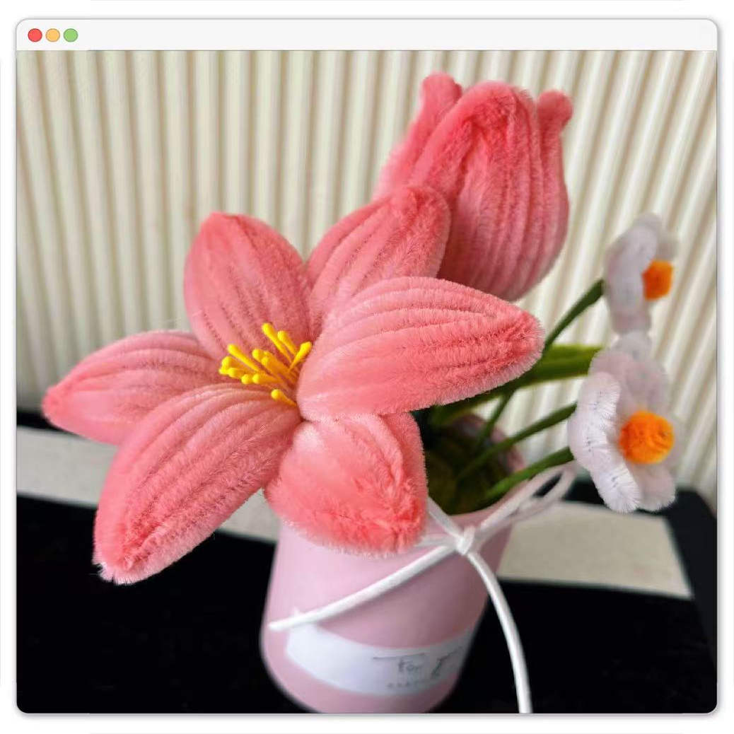 扭扭棒手工迷你抱抱桶桌面摆件郁金香百合花束成品手工DIY花束