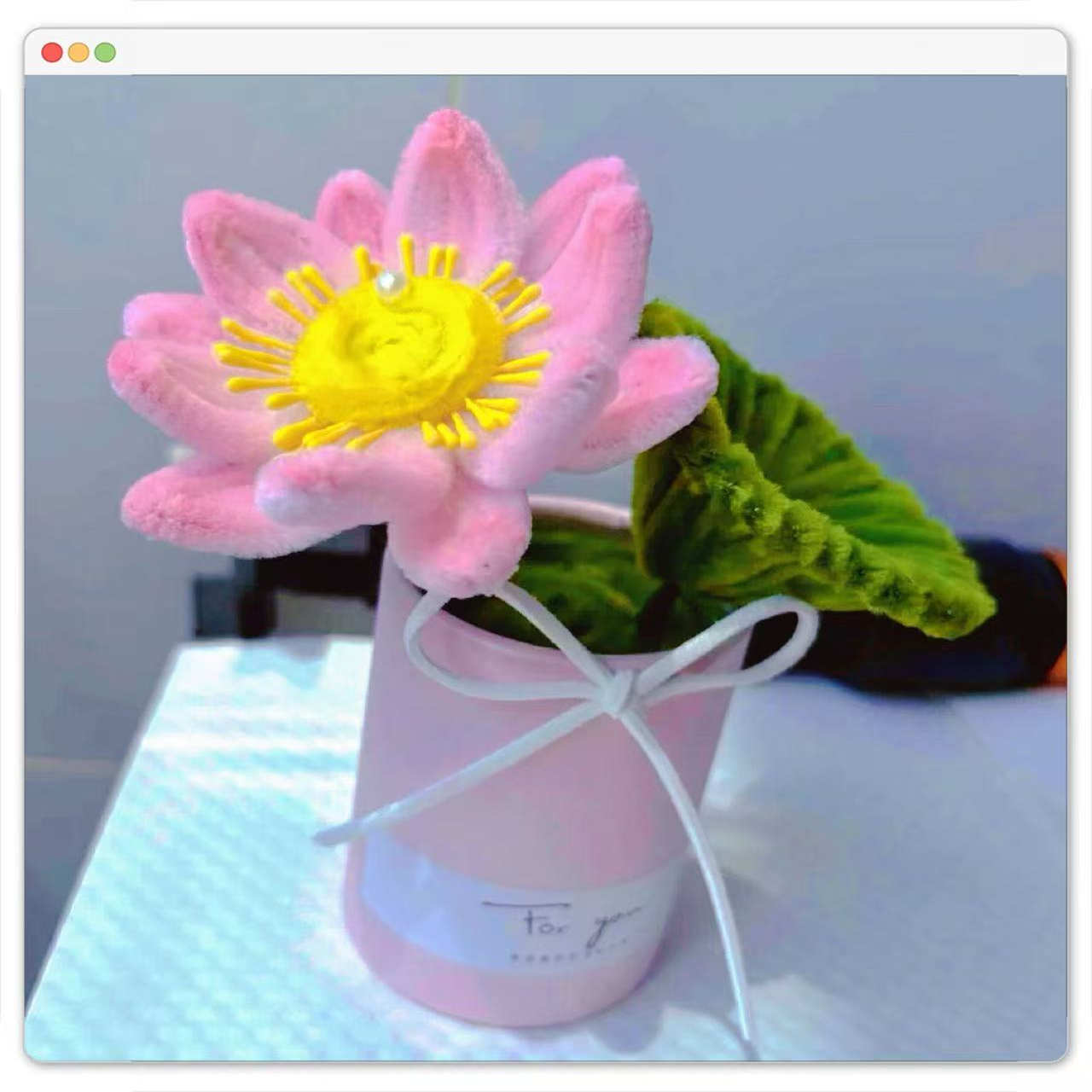 扭扭棒盆栽迷你抱抱桶荷花荷叶手工DIY花束成品摆件