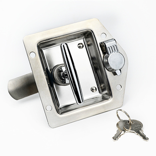 MS876不锈钢面板锁T型手柄泵车环卫工程车内嵌式 防震门锁工具箱锁