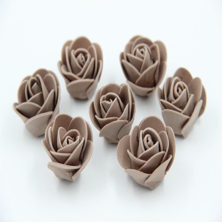 韩版饰品diy喜糖盒配件 仿真黑色白色灰色粉红色泡沫花PE玫瑰花朵