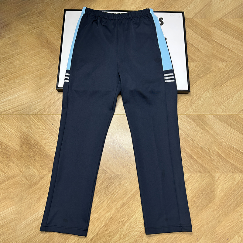 藏蓝色拼浅蓝宽杠校服裤子运动裤