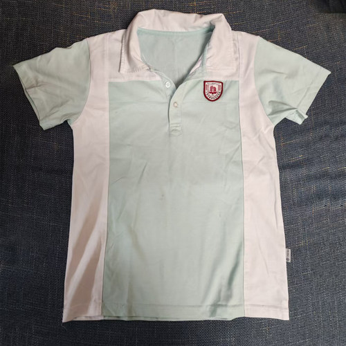 校服上衣短袖粉色浅蓝灰色裤子夏