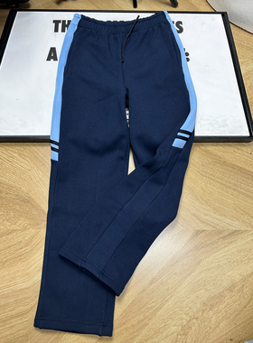 学生校服裤子浅蓝色宽边拼接男女高初中小学生藏蓝色运动直筒长裤