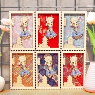 凤凰古城苗族手工扎染冰箱贴苗家少女旅游纪念品文创冰箱贴伴手礼