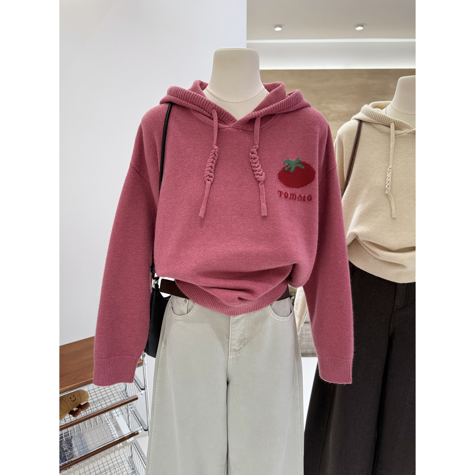 韩系百搭简约连帽毛衣女上衣