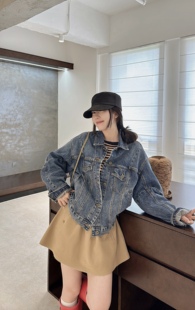 时尚 韩版 百搭显瘦牛仔外套女宽松休闲上衣 新款 2025秋款