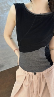 百搭圆领无袖 时尚 T恤女宽松显瘦上衣 韩版 2025早春新款