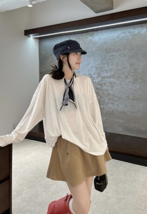百搭圆领长袖 时尚 T恤女宽松显瘦上衣 韩版 2025早春新款