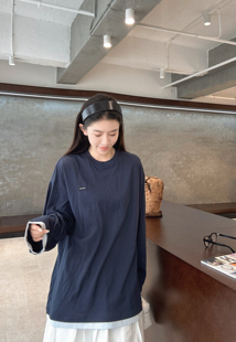 百搭圆领长袖 2025秋款 时尚 韩版 T恤女宽松显瘦上衣 新款