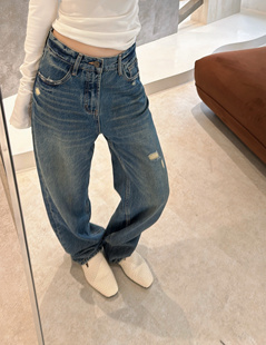 子 女宽松阔腿拖地长裤 2025秋冬新款 高腰显瘦直筒牛仔裤