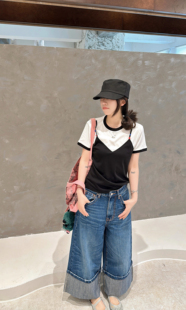 百搭圆领短袖 2025秋款 时尚 韩版 T恤女宽松显瘦上衣 新款