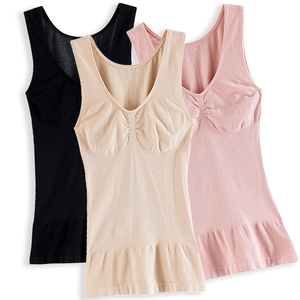 春秋日系女士V领无缝美体背心舒适高弹莫代尔打底保暖内衣上衣