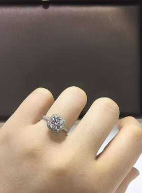 1克拉高品质莫桑钻小方糖方包豪镶时尚闭口戒指925银镀金钻戒