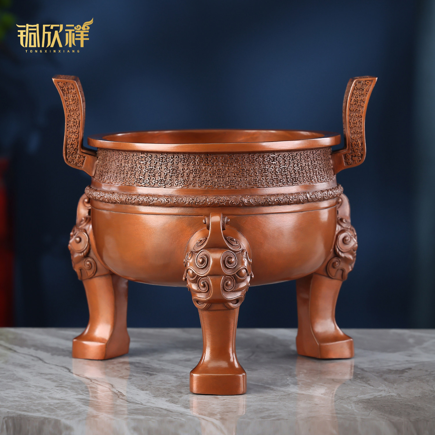 纯紫铜楚大鼎办公室开业礼品摆件