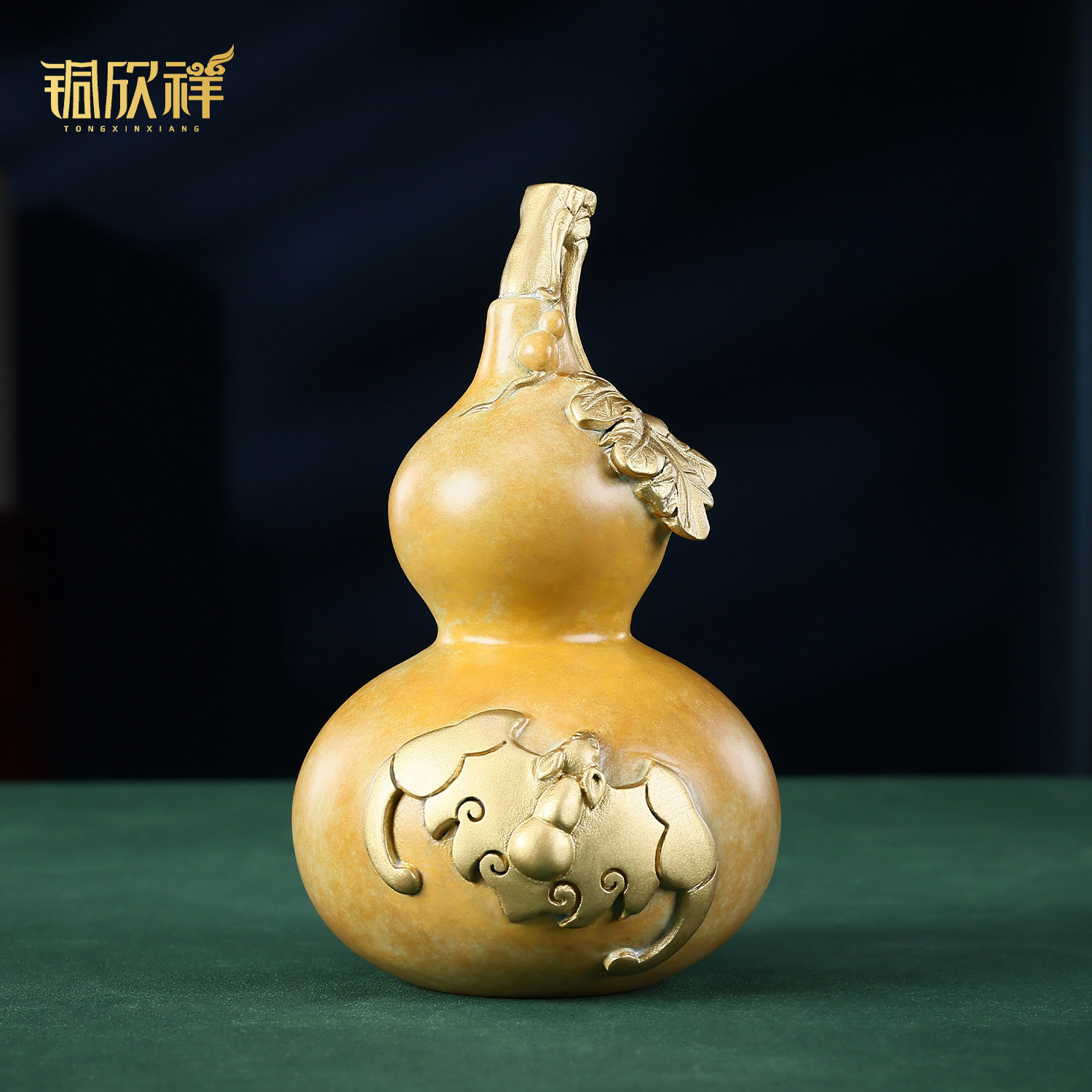 铜欣祥彩铜双钱葫芦福禄双全摆件铜葫芦工艺品生日乔迁商务礼品图片
