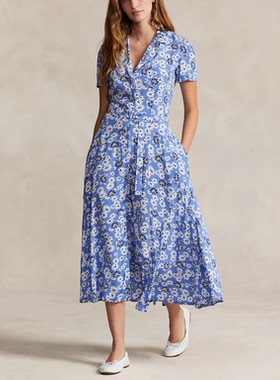 24年小马标女装早春夏季新款宽松版花卉印花绉纱连衣裙子RL25199