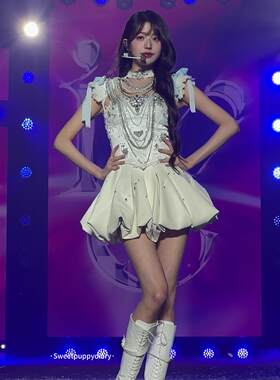 IVE女团张元英同款舞蹈表演服重工贴钻套装演出爵士服甜美公主裙