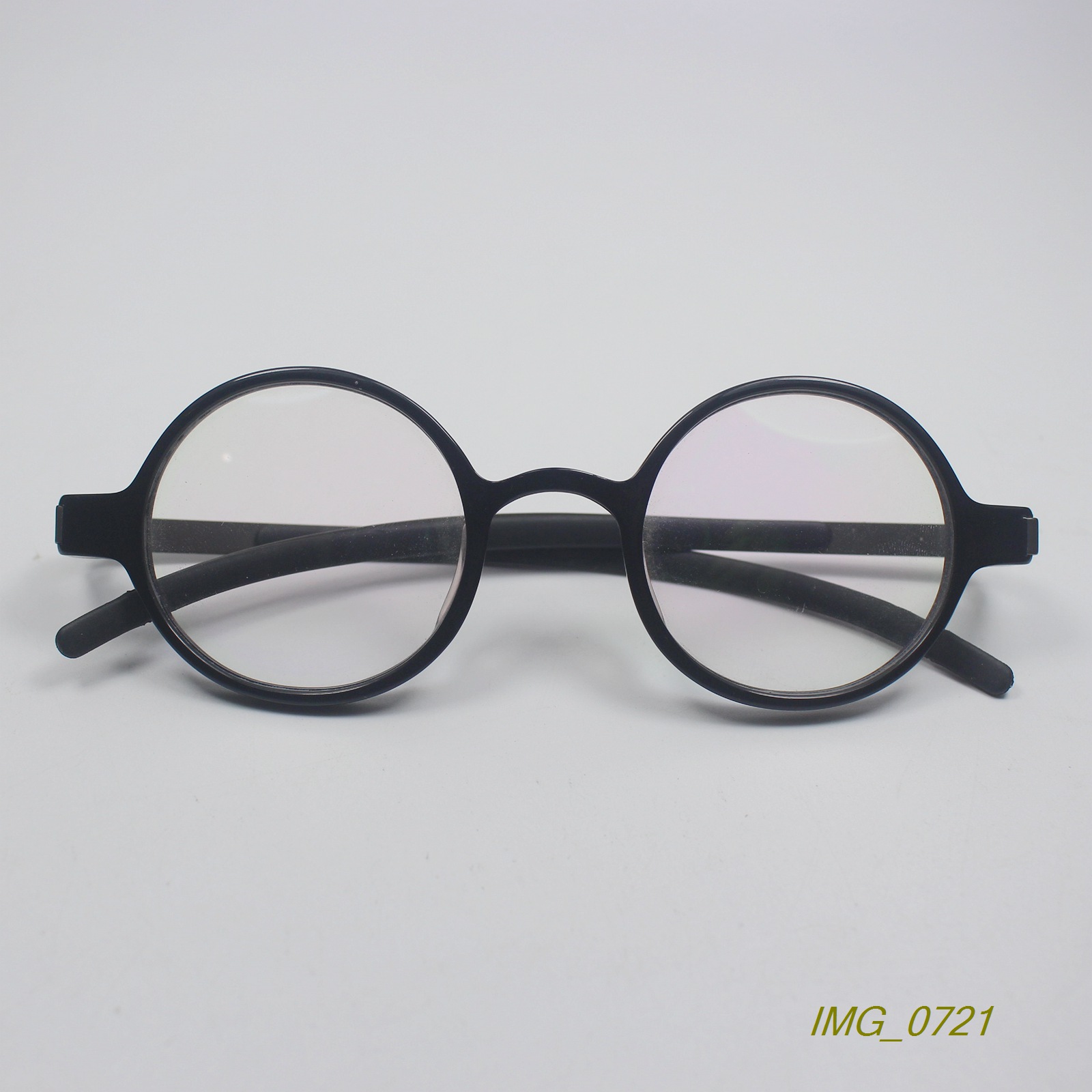 外贸单超轻复古小圆框板材加钛腿近视眼镜框光学架黑色