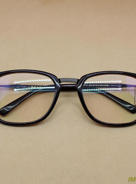 日系复古大方框中金大脸板材近视眼镜框光学眼镜架酒红色22231