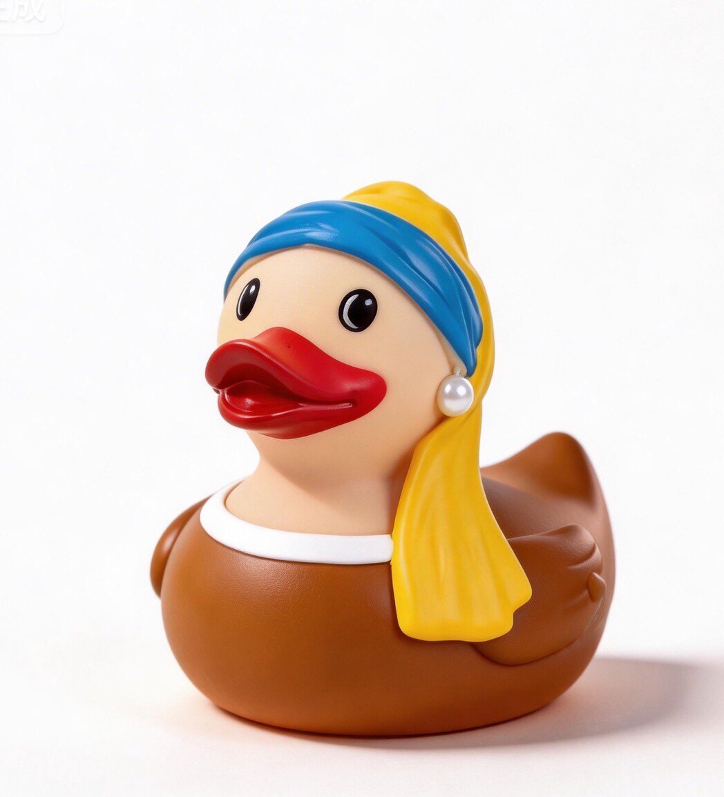 正版搪胶小黄鸭手办摆件橡皮鸭童话角色ducks电影周边洗澡玩具鸭