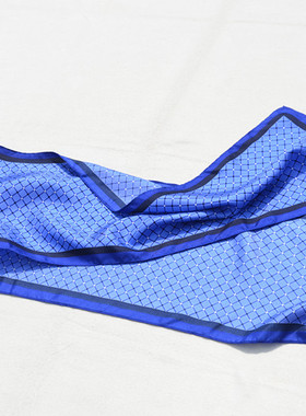 64春夏简约百搭真丝长方巾 OL通勤桑蚕丝格子印花长丝巾围巾领巾