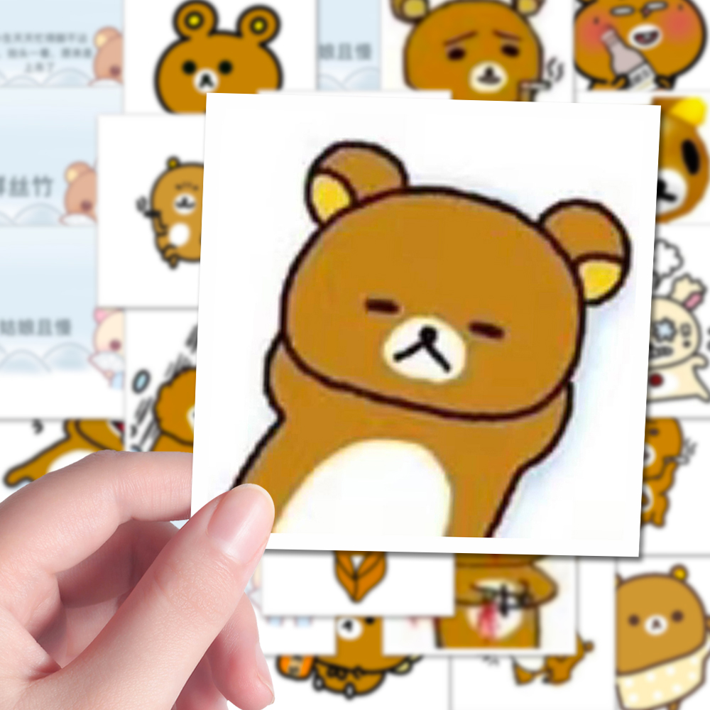 96张卡通可爱轻松熊表情包趣味小生创意手账素材装饰贴纸自粘