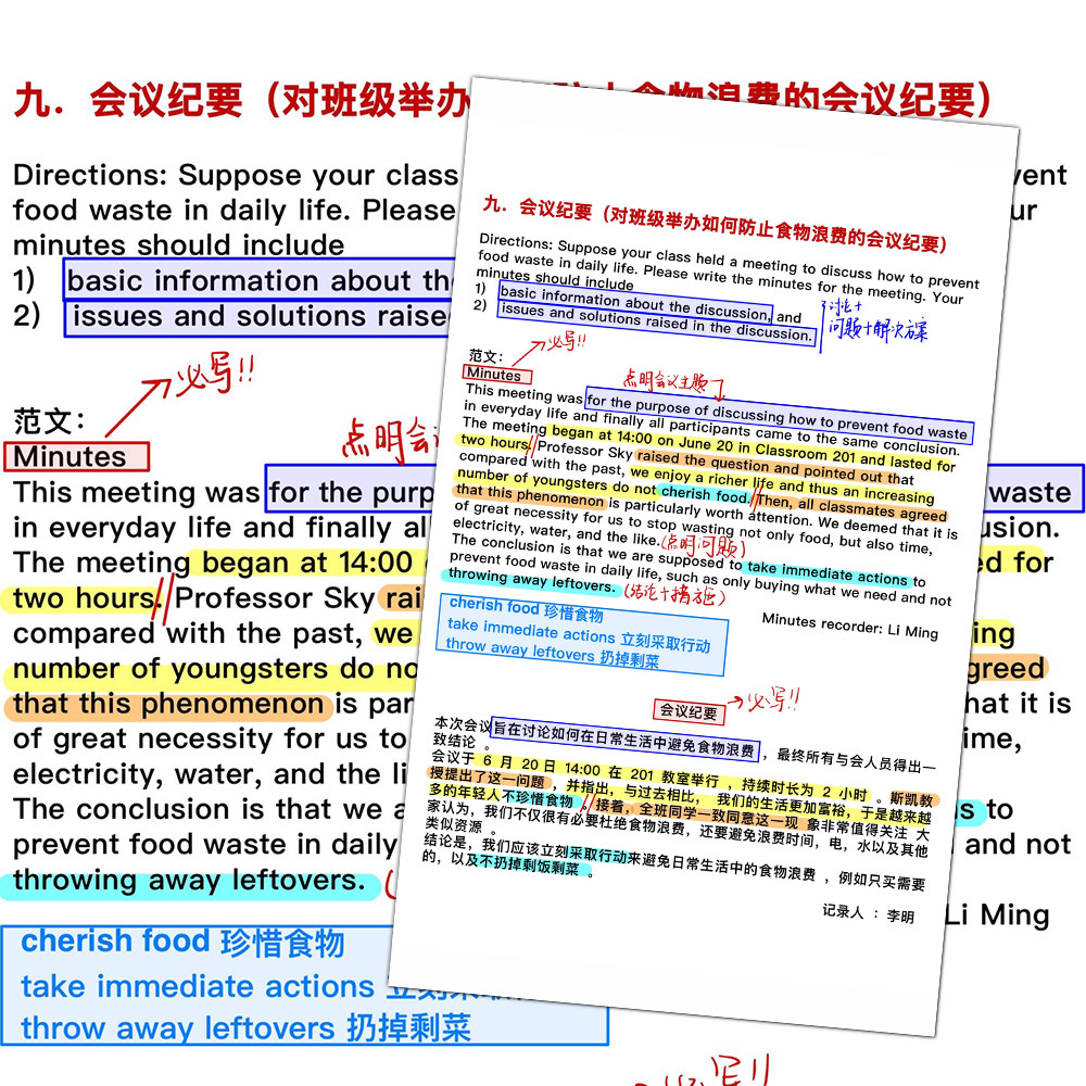 考研小作文范文英语优秀作文模板解析高分素材词汇积累笔记本贴纸