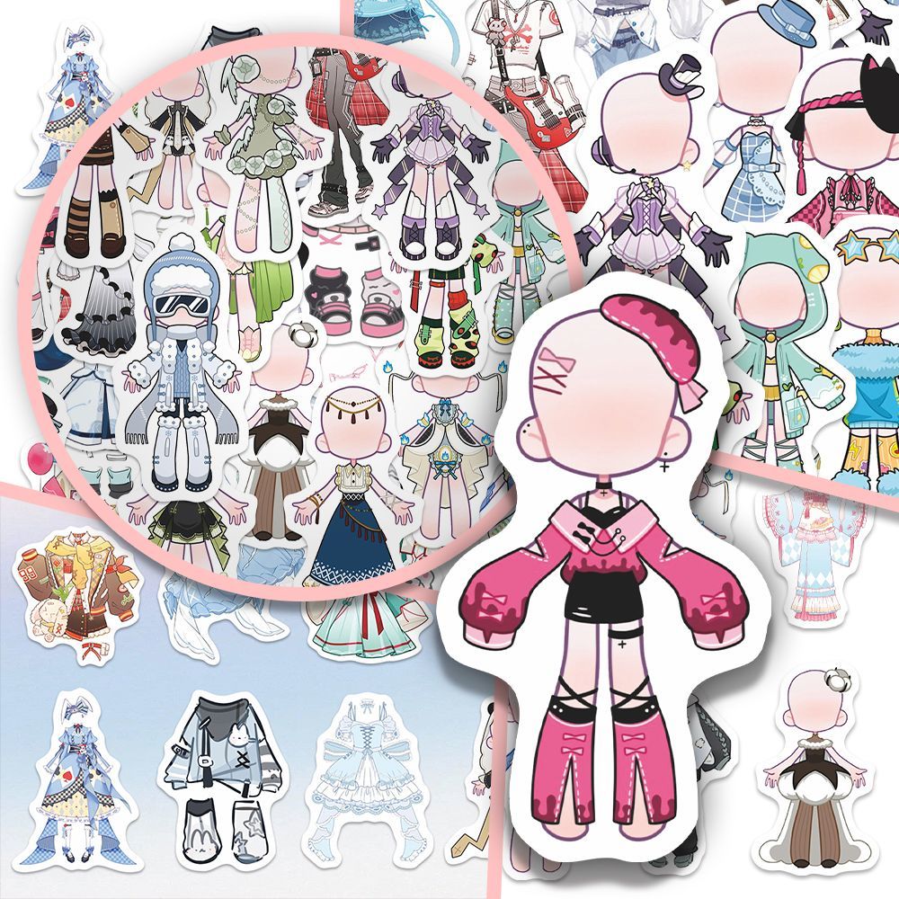 183贴免服服设oc绘画素材贴纸二次元创意服饰设计参考临摹贴画DIY