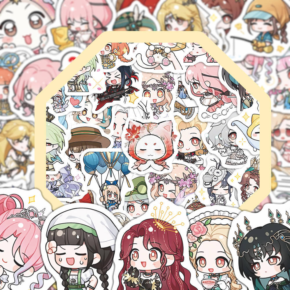 240张无限暖暖爆款二次元游戏卡通Q版少女心手账本素材贴纸装饰