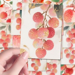 108张高颜值顺顺荔荔贴纸精致水墨风荔枝绘画贴画diy手机壳手账本