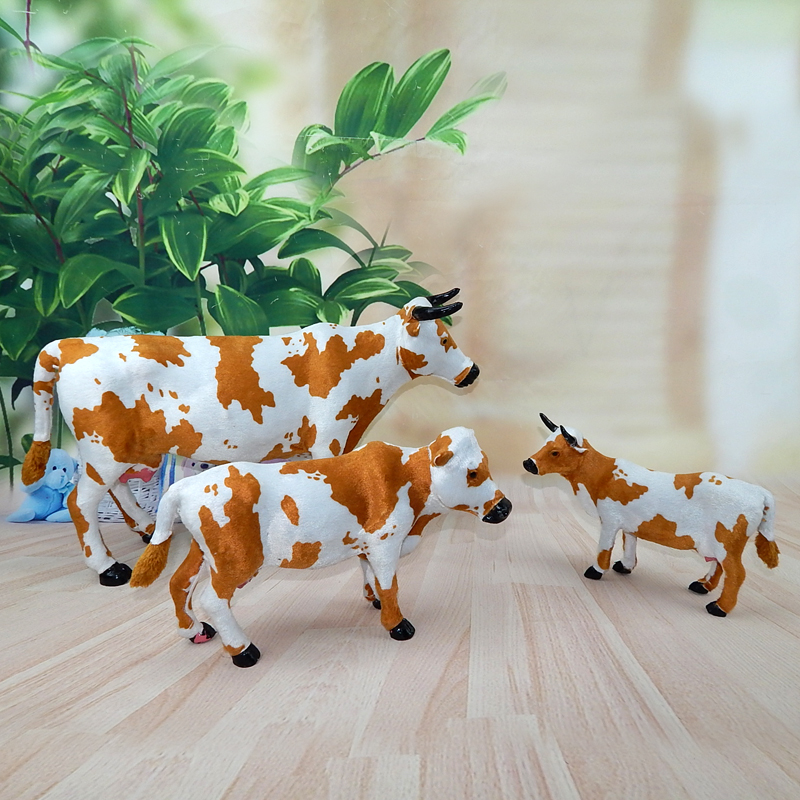 仿真奶牛模型西门塔尔牛动物摆件