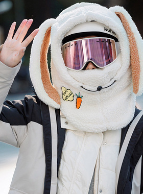 单板滑雪防风头套可爱护脸护脖保暖头盔套防冻男女滑雪面罩护具