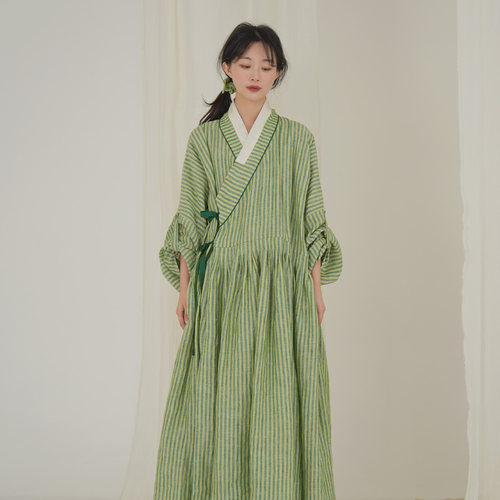 谜阿凰青柠贴里明制汉服亚麻女夏