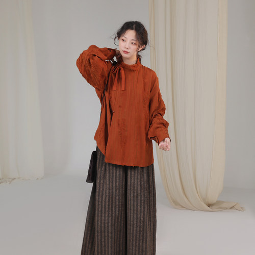 谜阿凰剪花工艺改良汉服上衣衬衫
