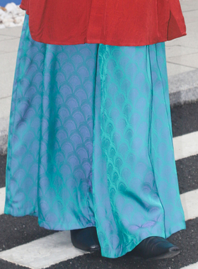 谜阿凰【青玉案多褶裤】原创汉服裤阔腿裤内搭气质休闲长裤夏季款