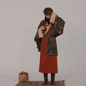 原创双面穿汉服秋冬日常松弛复古穿搭宽松女款 谜阿凰 抚琴直裾