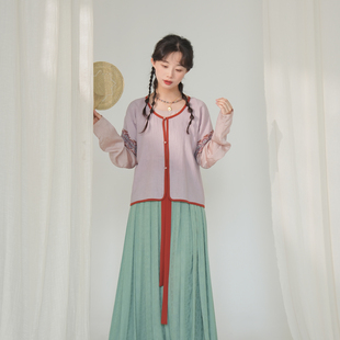 谜阿凰【暮山】唐制夏季背子女士短袖汉服上衣古风日常通勤半身裙
