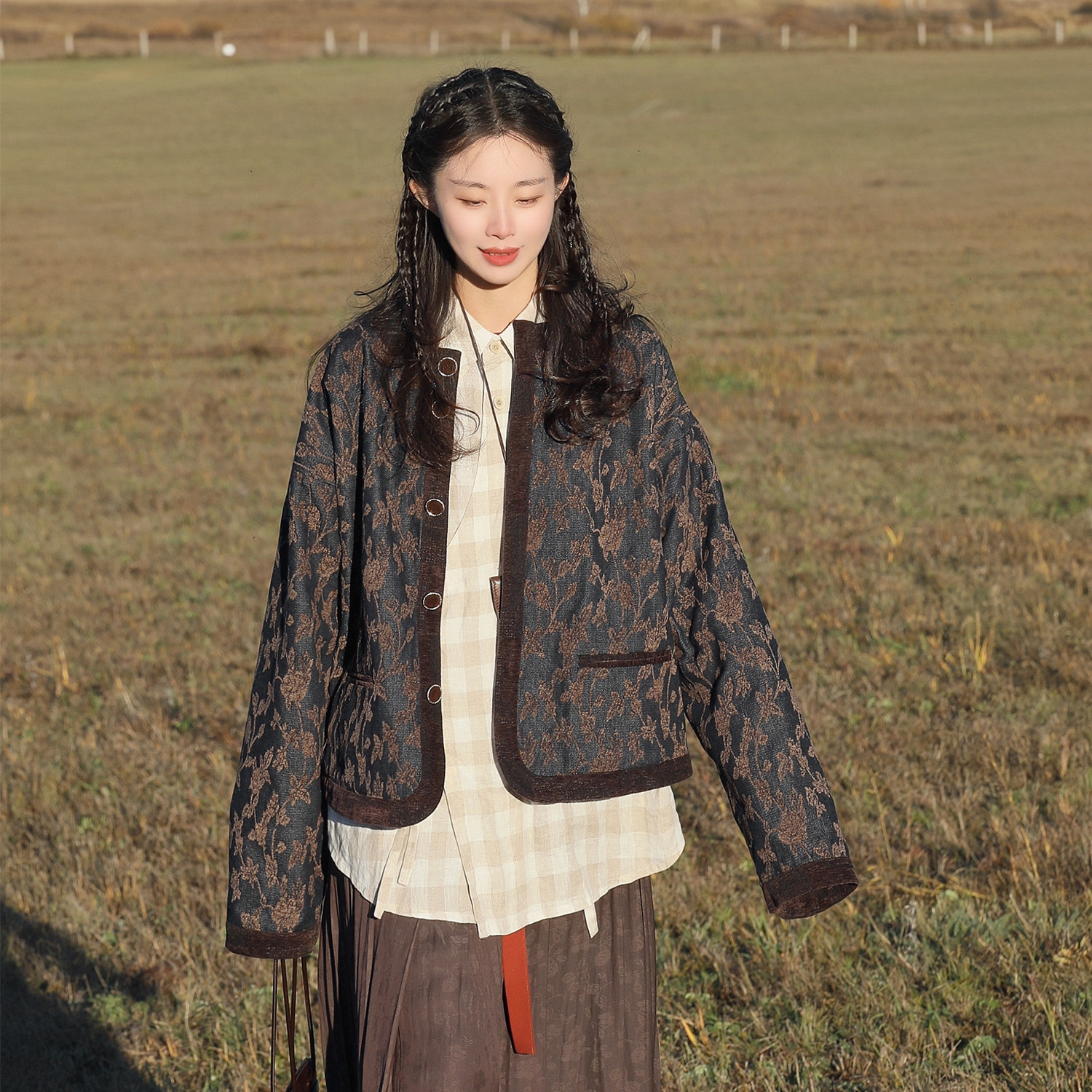 谜阿凰【杜若】牛仔布提花汉元素改良汉服圆领袄秋冬季保暖外套女,女装/女士精品,汉服上装,淘宝优惠券,粉丝福利购,淘宝优惠卷