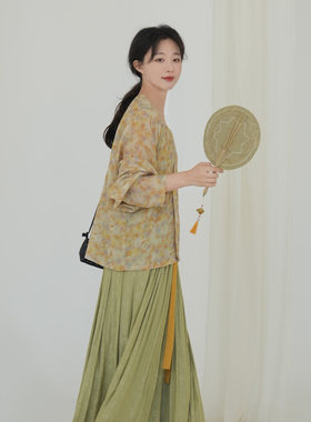 谜阿凰瑶光唐制坦领衫铜氨汉服女