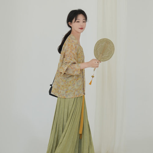 谜阿凰瑶光唐制坦领衫铜氨汉服女