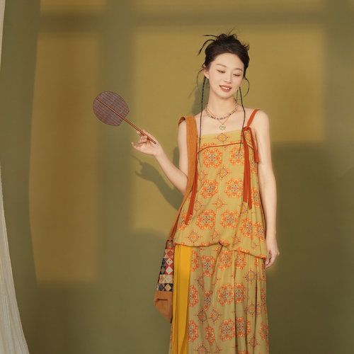 谜阿凰【桃之夭夭八破裙】夏季改良齐胸系带古风汉服连衣裙女新款