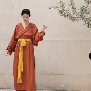 日常天丝夏季 日常汉服连衣裙长款 女 众乐朱唐制圆领袍 谜阿凰