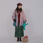 明制汉服套装 谜阿凰 丁香紫热岩绒 秋冬日常通勤慵懒加厚外套女