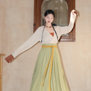 谜阿凰蒹葭绿仿花罗汉服半身裙女小个子春夏改良国风日常百搭通勤